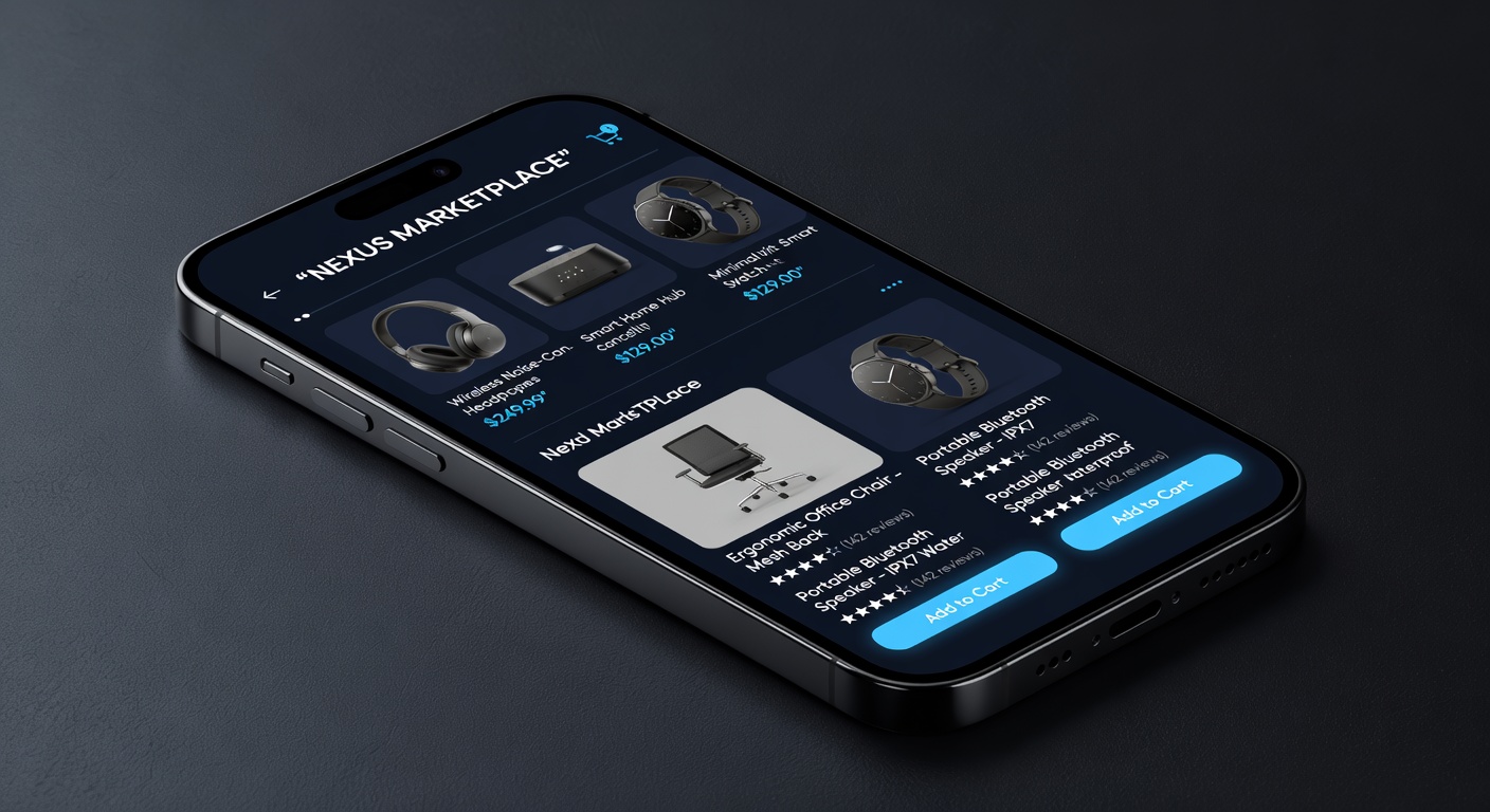 Dark mode mobile UX for fashion store